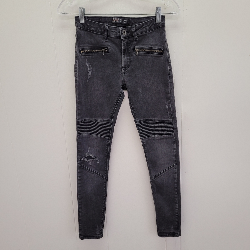 Zara Z1975 Denim Skinny Fit Biker Jeans